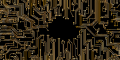 A black background with hold lines indicating a circuit board