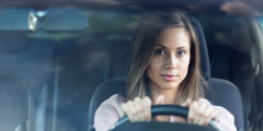 woman driving car